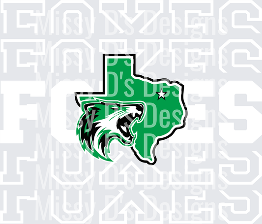 Stacked Mascot Caddo Mills Foxes White