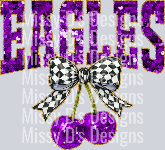 Purple Sequin Cherry Eagles