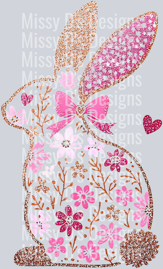 easter pink floral bunny