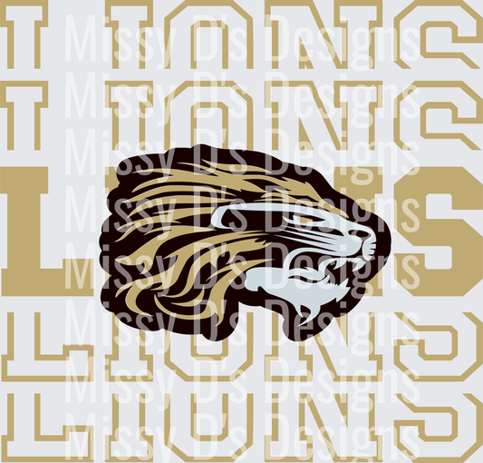 Stacked Mascot Kaufman Lions