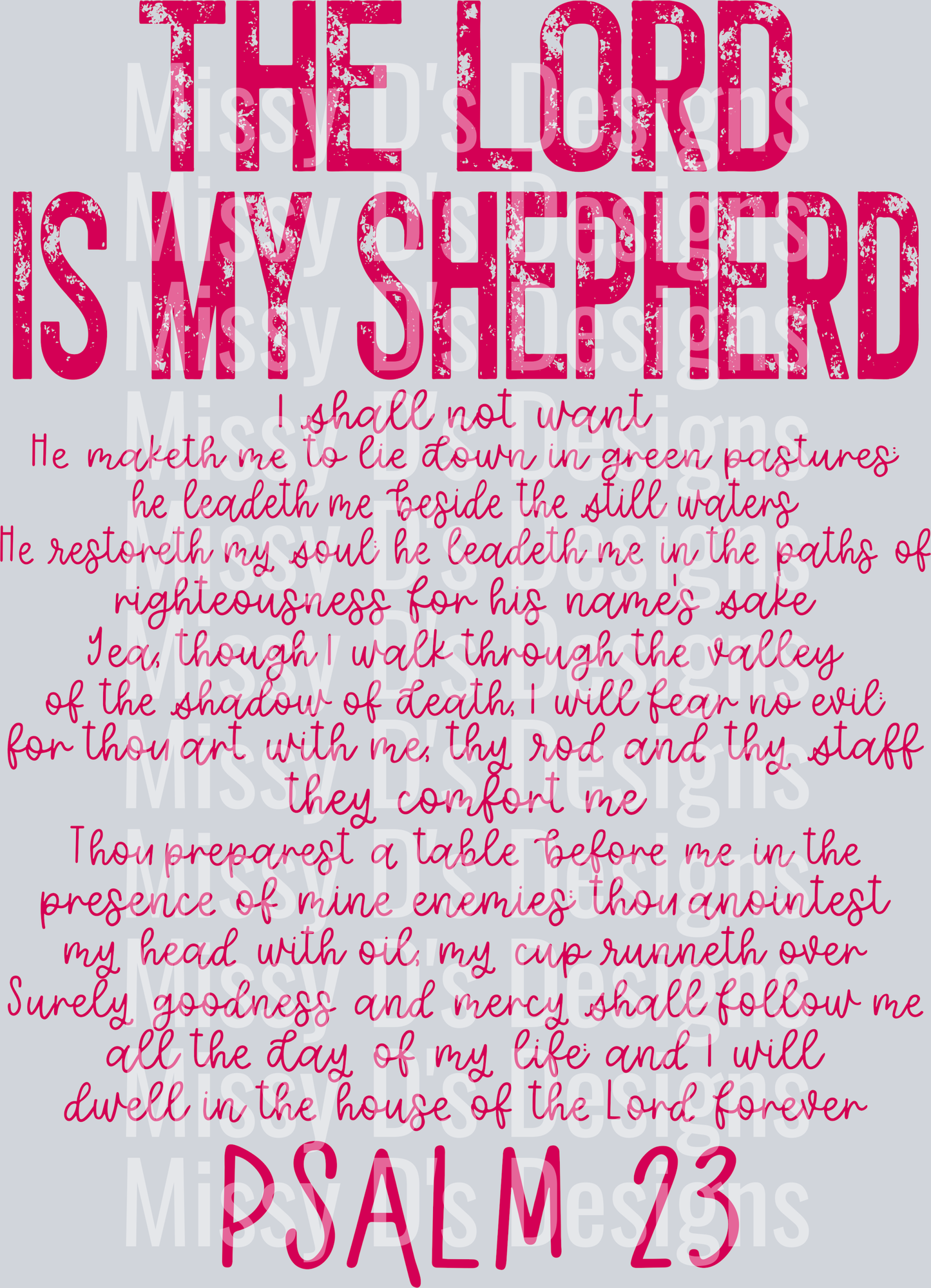 psalm23theLordHOTPINK