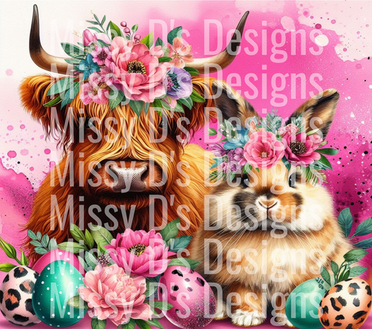 Pink Leopard Easter Cow Bunny