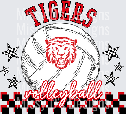 terrell tigers checkered volleyball