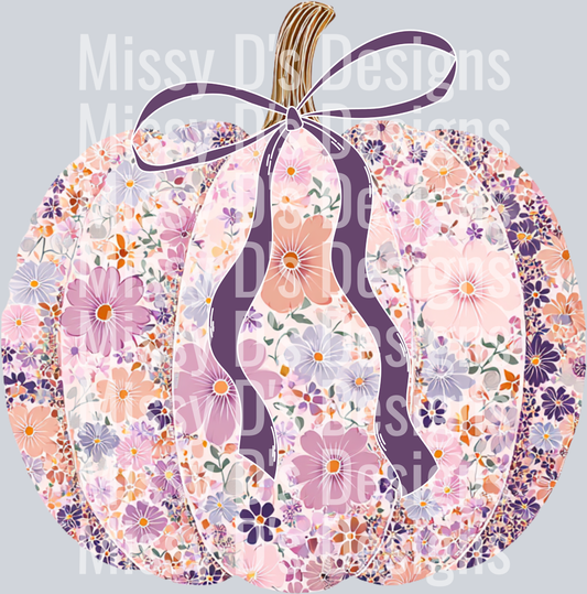 floral pumpkin with bow 300dpi