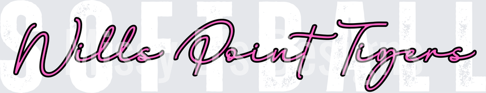Wills Point Tigers Pink Script Cursive Lettering