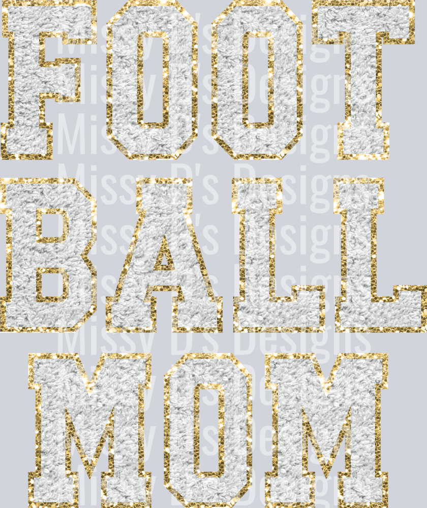 Glitter Chenille Patch Football Mom