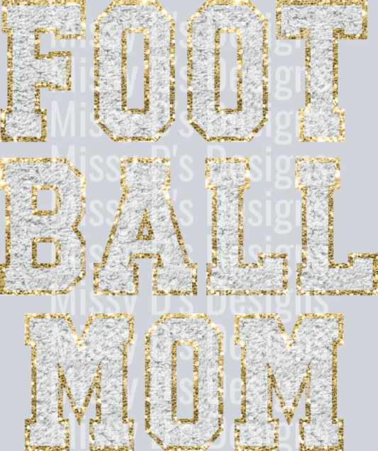 Glitter Chenille Patch Football Mom