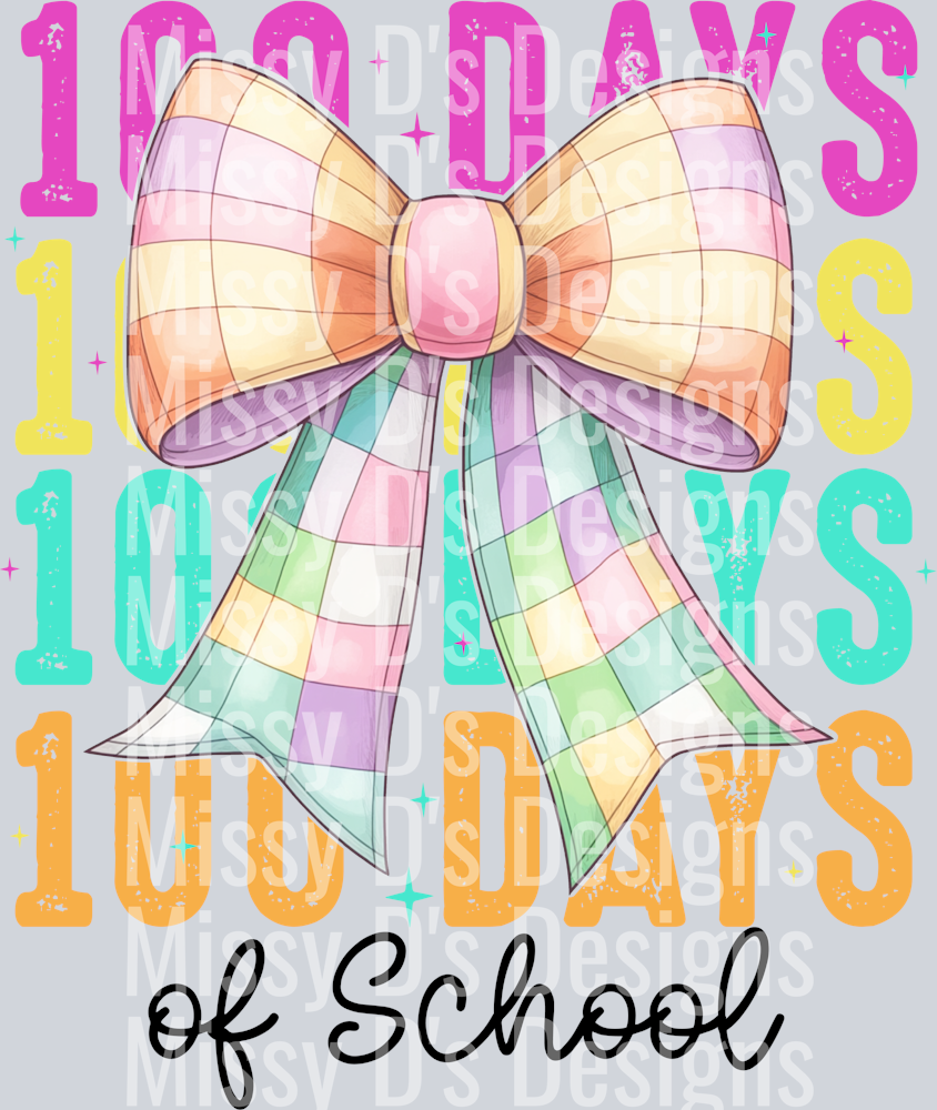Coquette Bow 100 Days of School PNG
