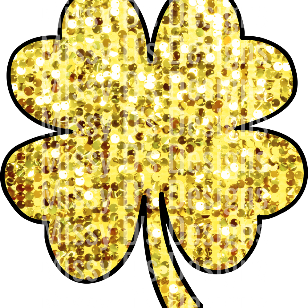 golden faux glitter clover st patricks day