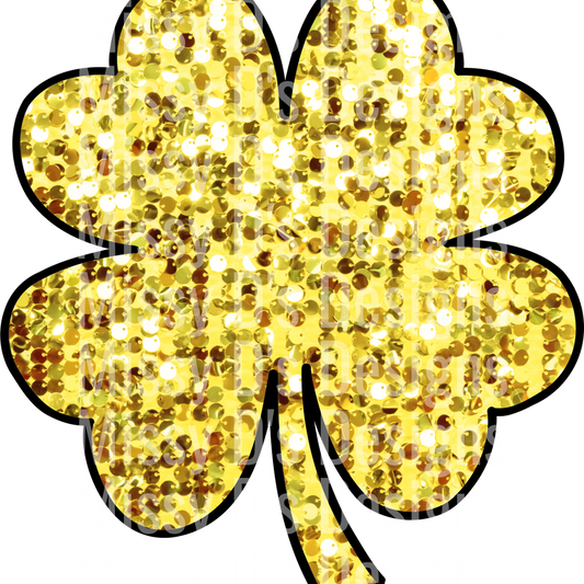 golden faux glitter clover st patricks day