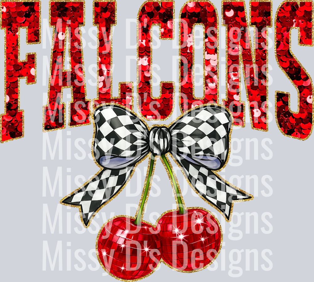 Red Sequin Cherry Falcons