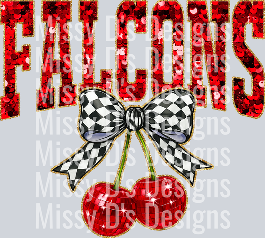 Red Sequin Cherry Falcons