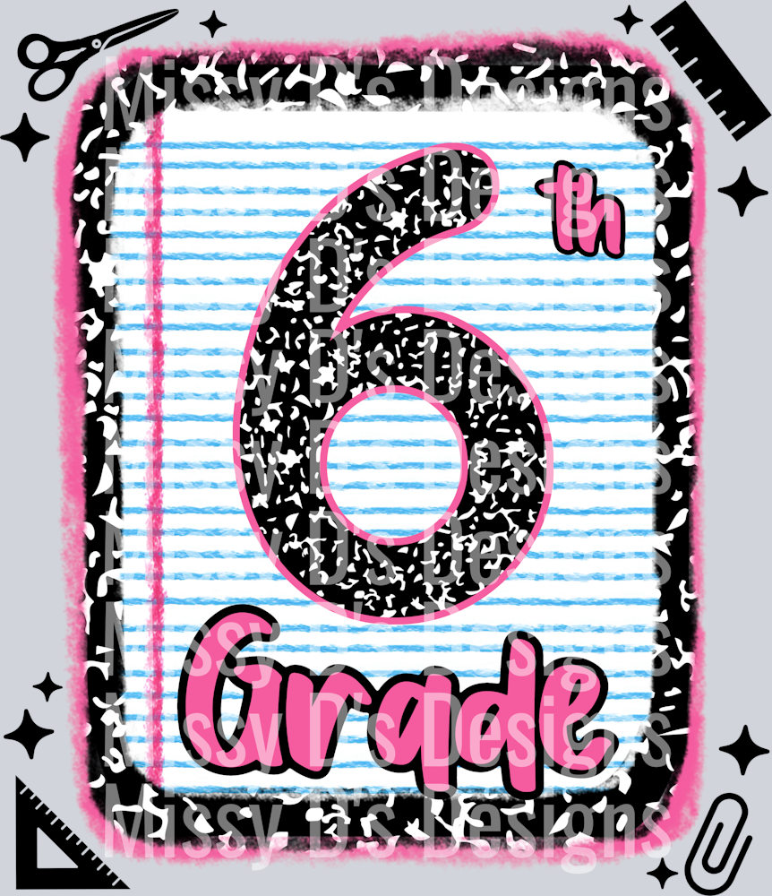 6th grade notebook paper pink