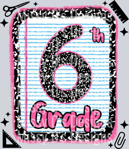 6th grade notebook paper pink