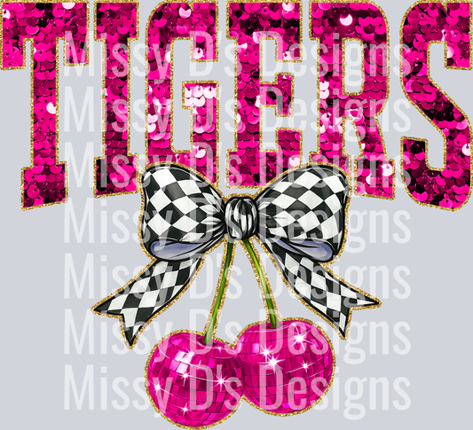 Pink Sequin Cherry Tigers