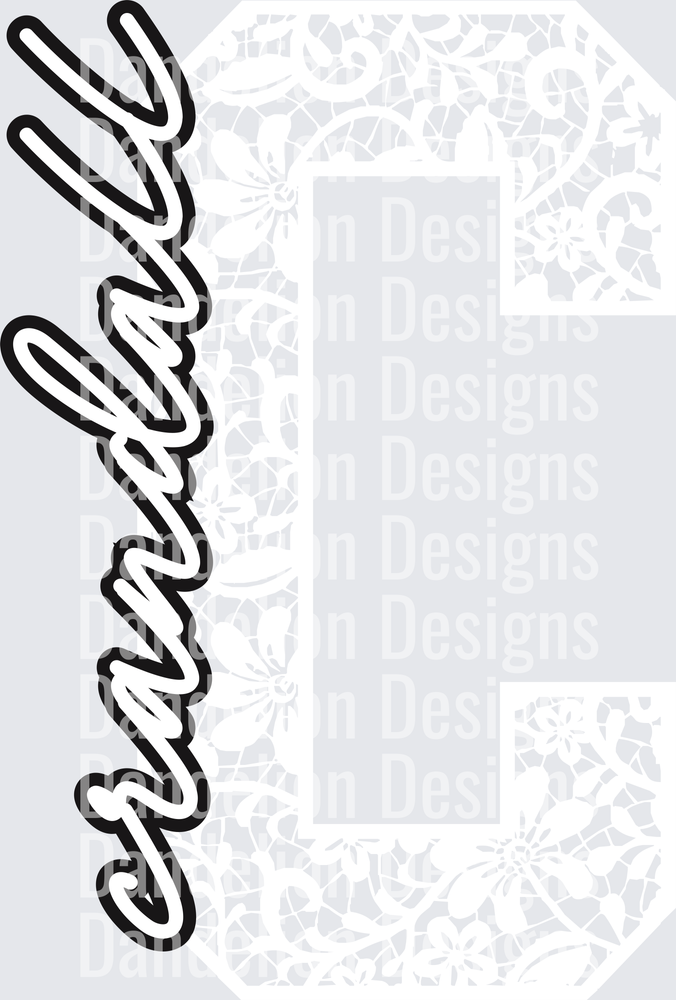 Crandall Floral Lace Initial School Spirit Mascot
