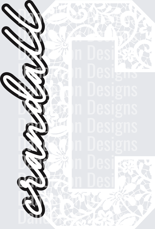 Crandall Floral Lace Initial School Spirit Mascot