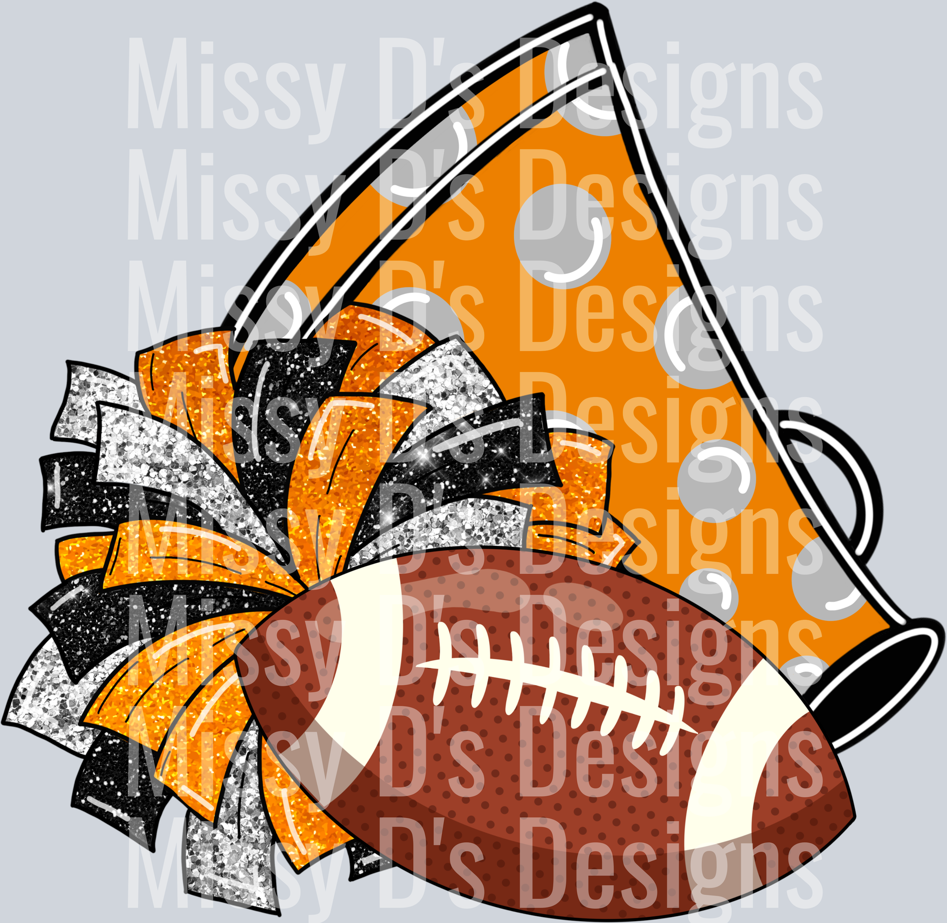orange Purple Glitter Football Cheer