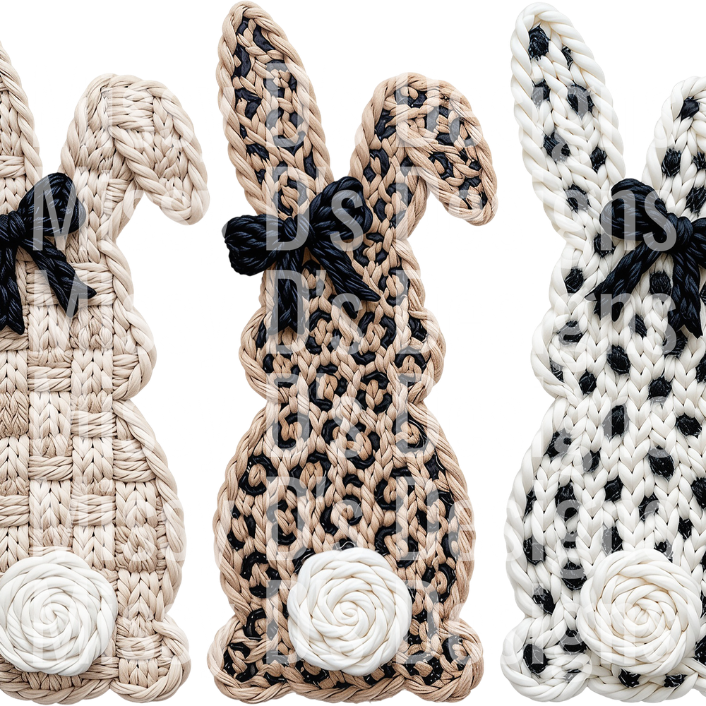 Retro Faux Crochet  Easter Bunny PNG