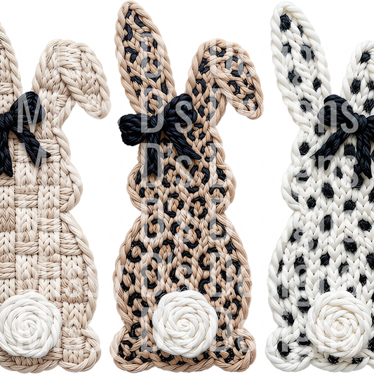 Retro Faux Crochet  Easter Bunny PNG