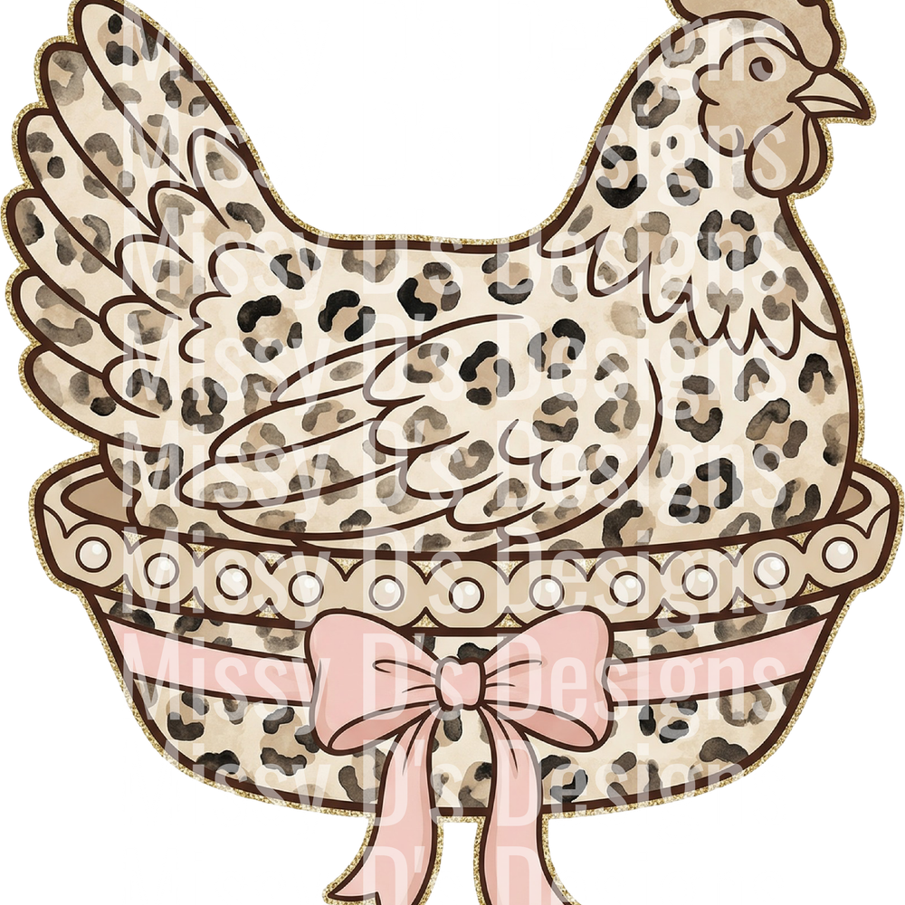 Vintage Easter Leopard Chicken Png