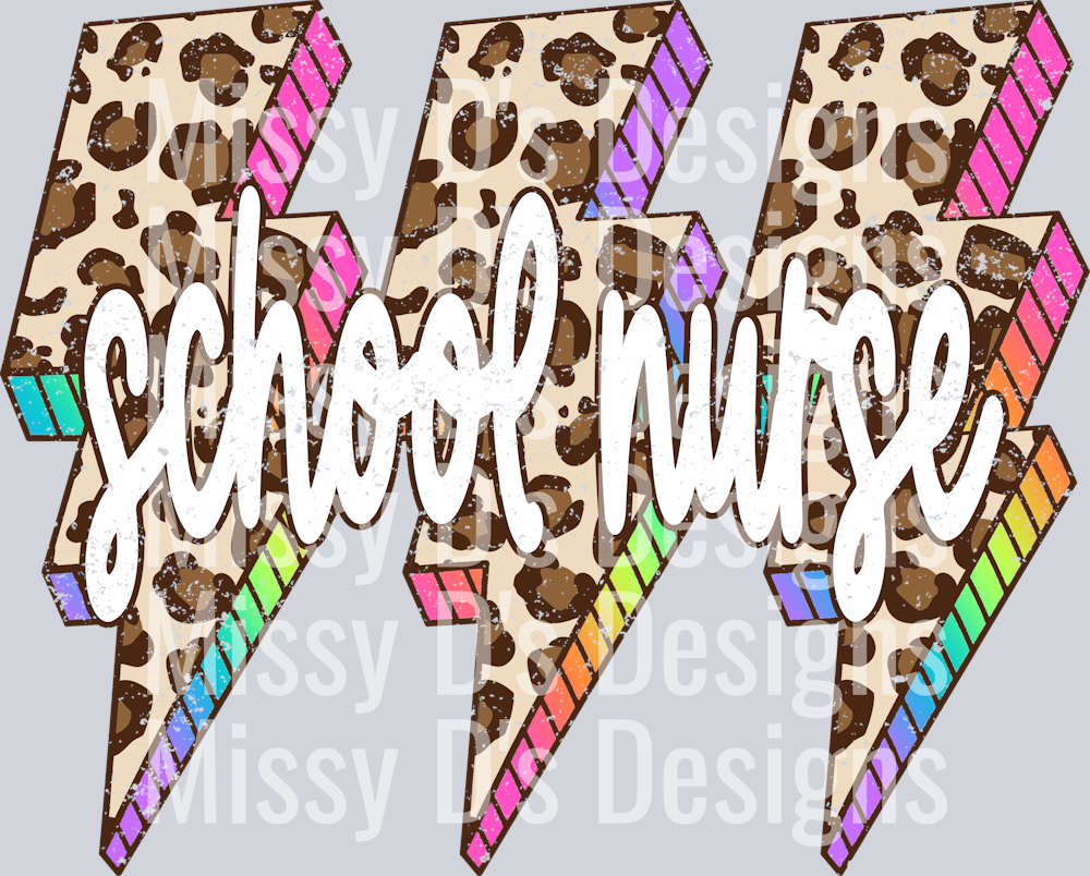 Leopard Lightning Bolt School Nurse