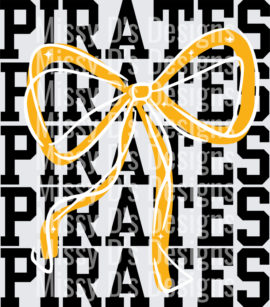pirates black gold ribbon bow stacked