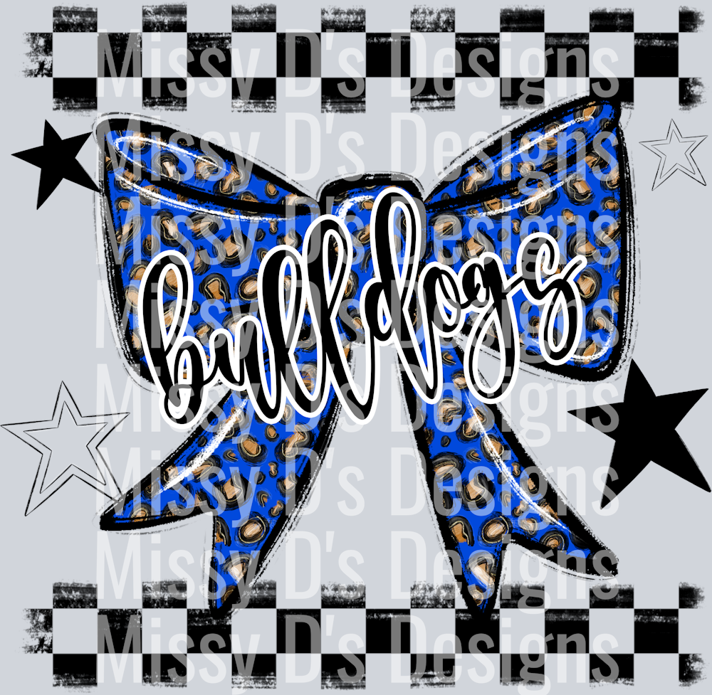 Splatter color bow bulldogs blue