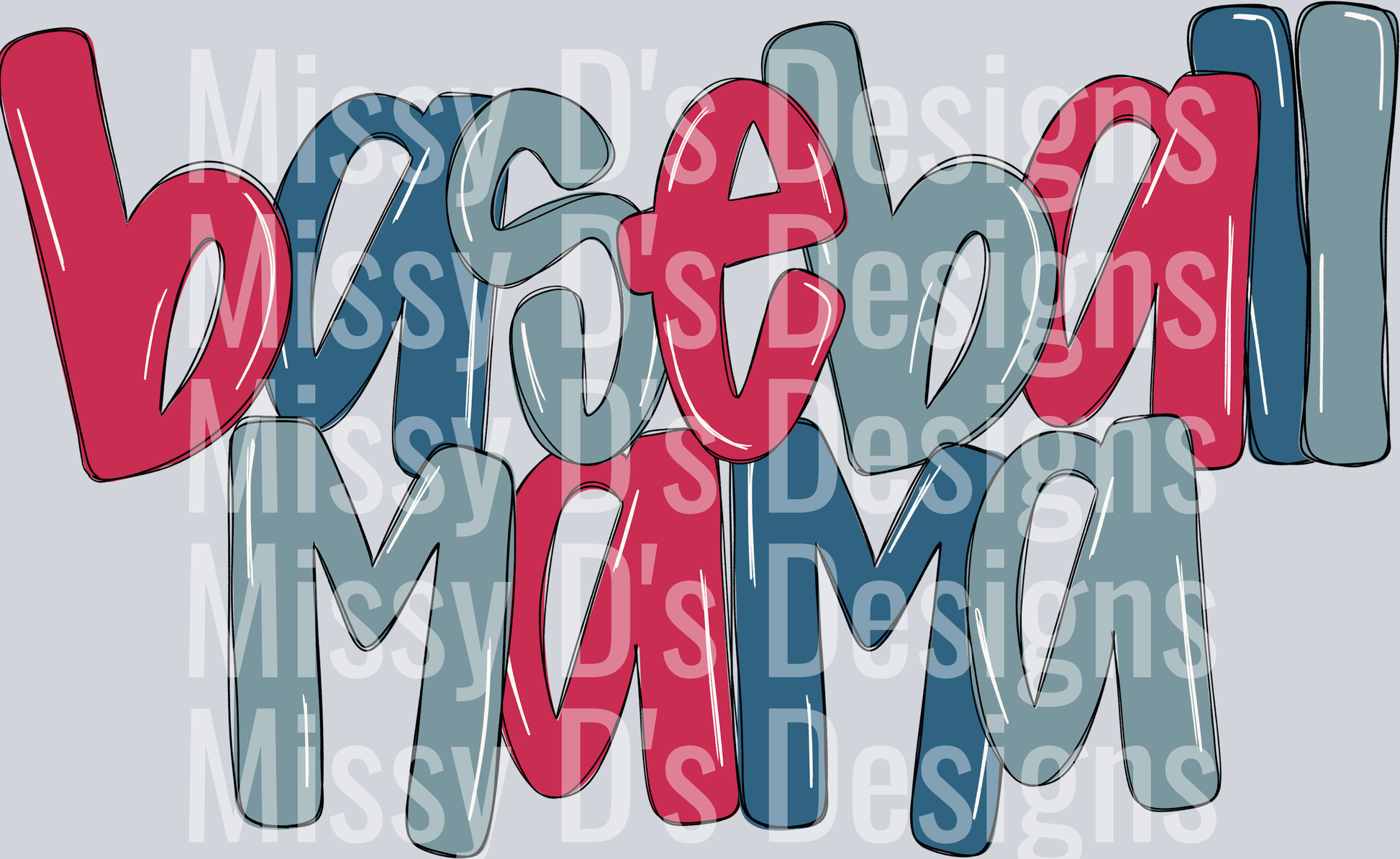 RED BLUE BASEBALL MAMA