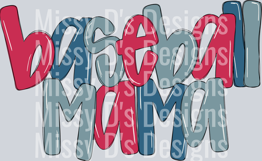 RED BLUE BASEBALL MAMA
