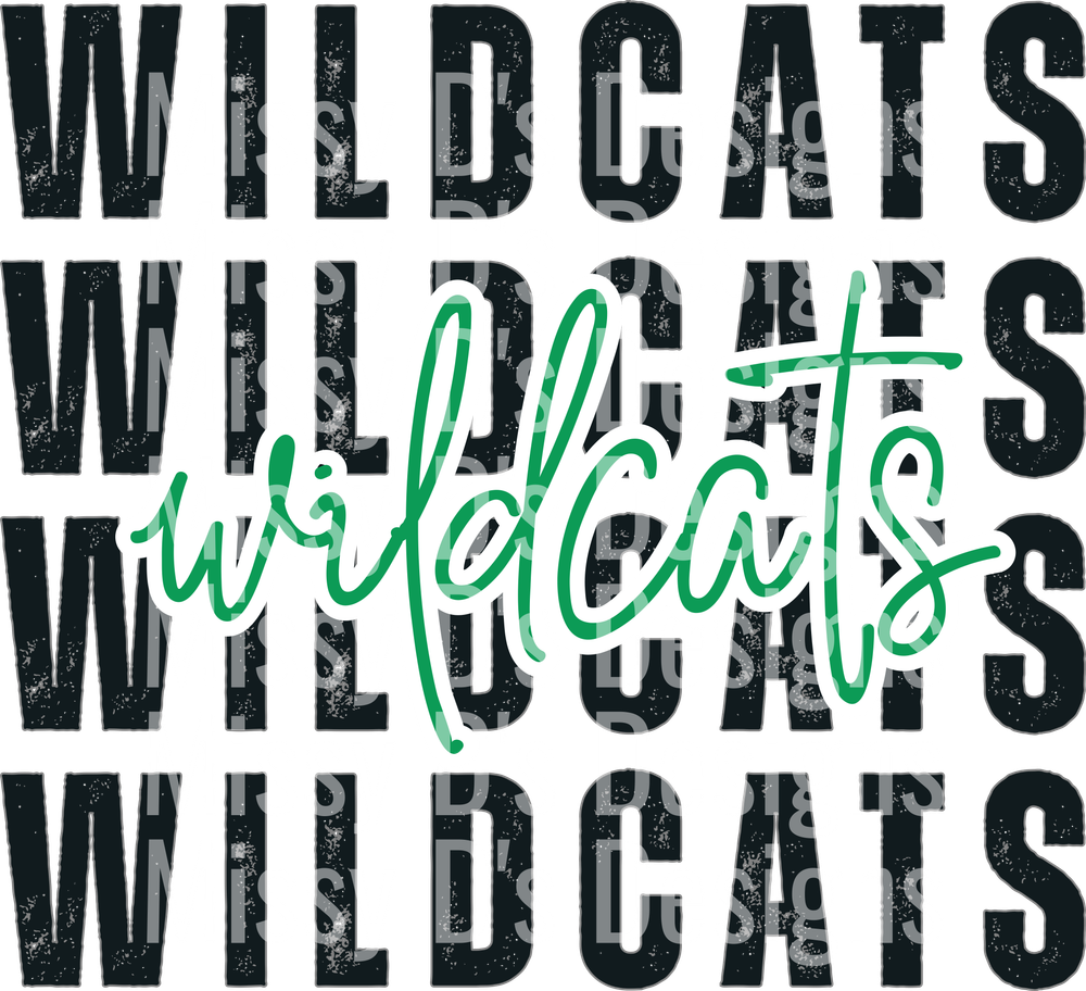 wildcats stacked distressed Scurry Green