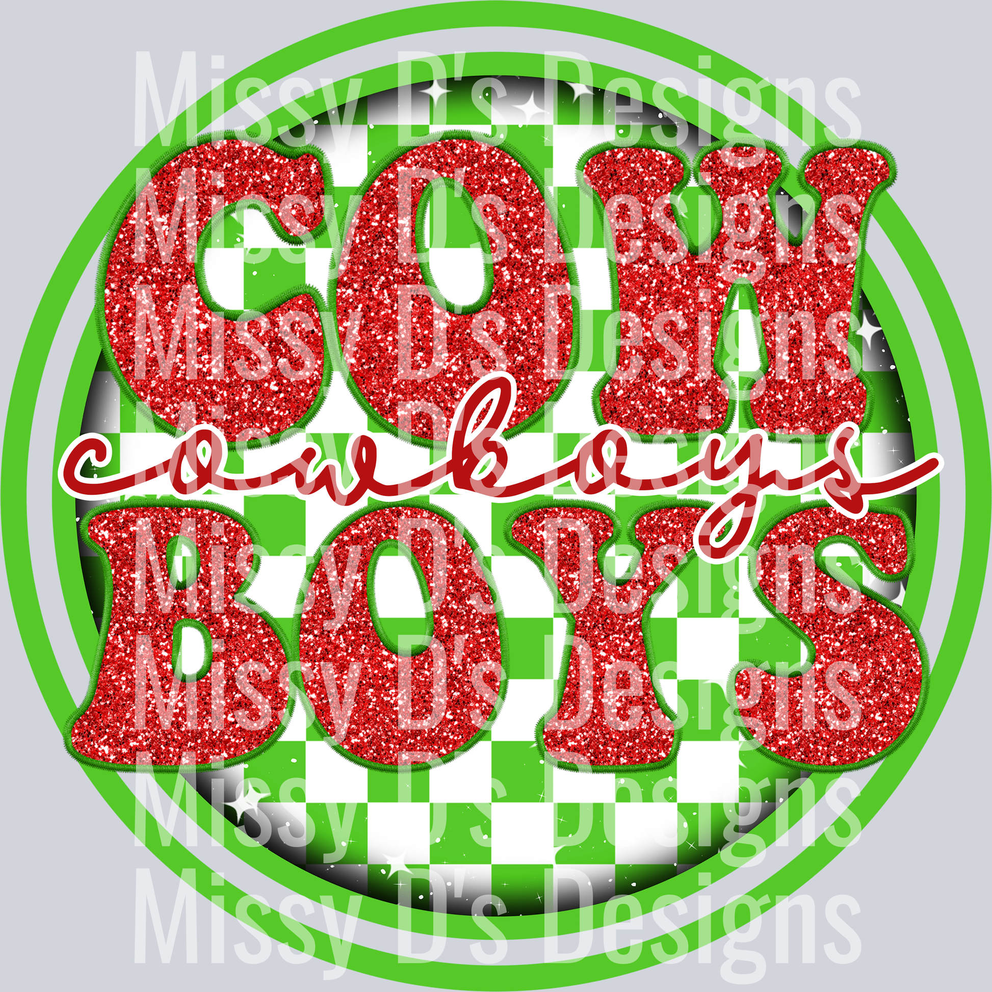Christmas_Checker_Circle cowboys