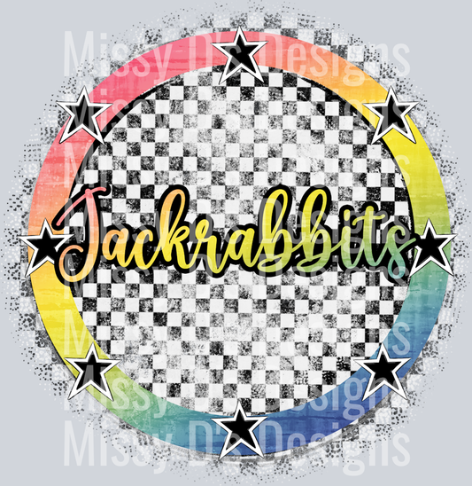 Rainbow checkered black jackrabbits