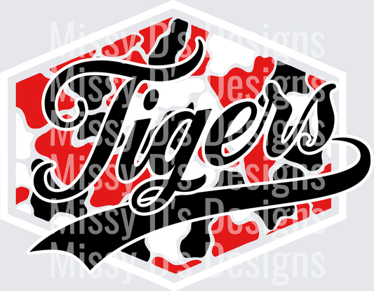 Camo Hexagon Terrell Tigers White Outline