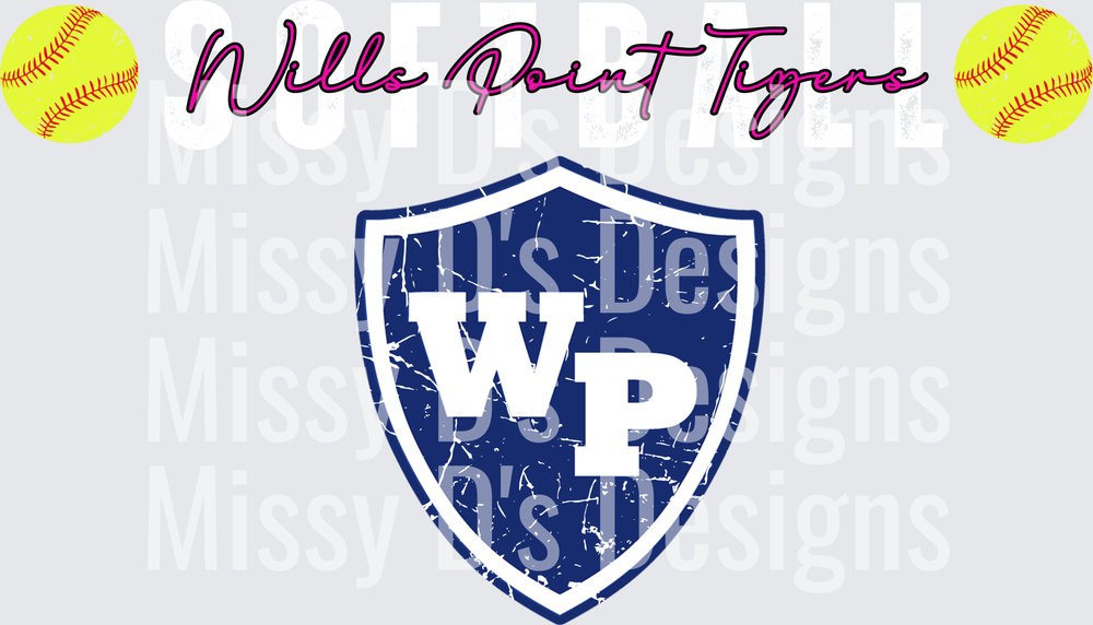 Wills Point Tigers WP Shield Softball Design