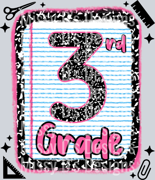 3rd pink grade notebook paper