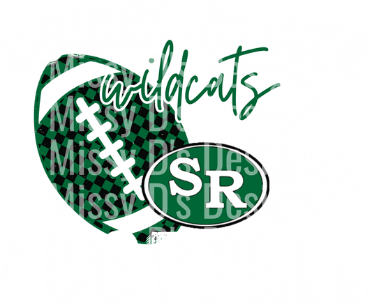 Wildcats Football with Green Checkered Pattern and SR Logo