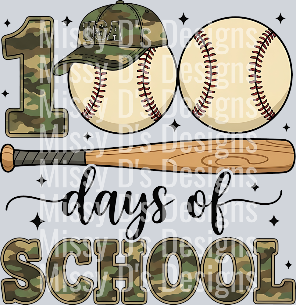 100 days of school camo baseball