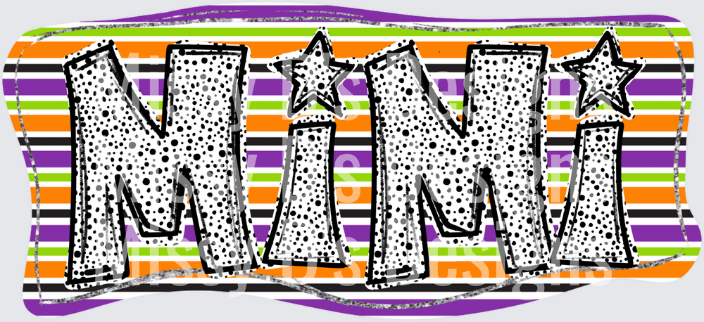 Mimi Polka Dot Letters Halloween Stripe Background