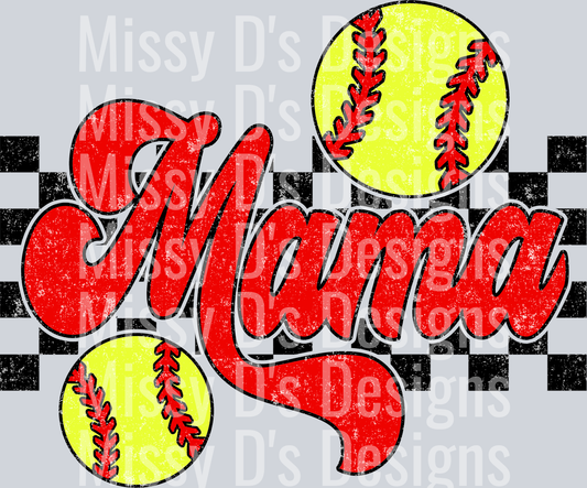 Checkered Softball Mama