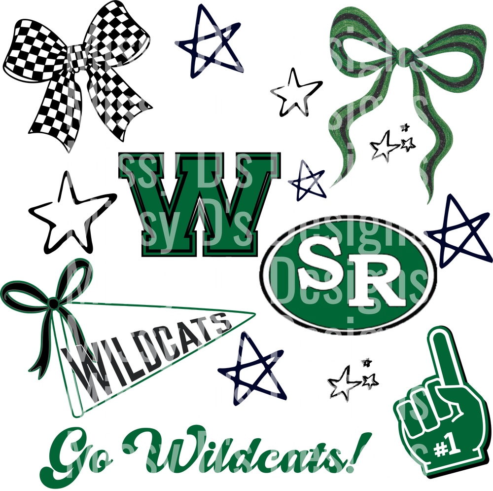 Wildcats School Spirit Bundle with Bows Stars and Go Wildcats