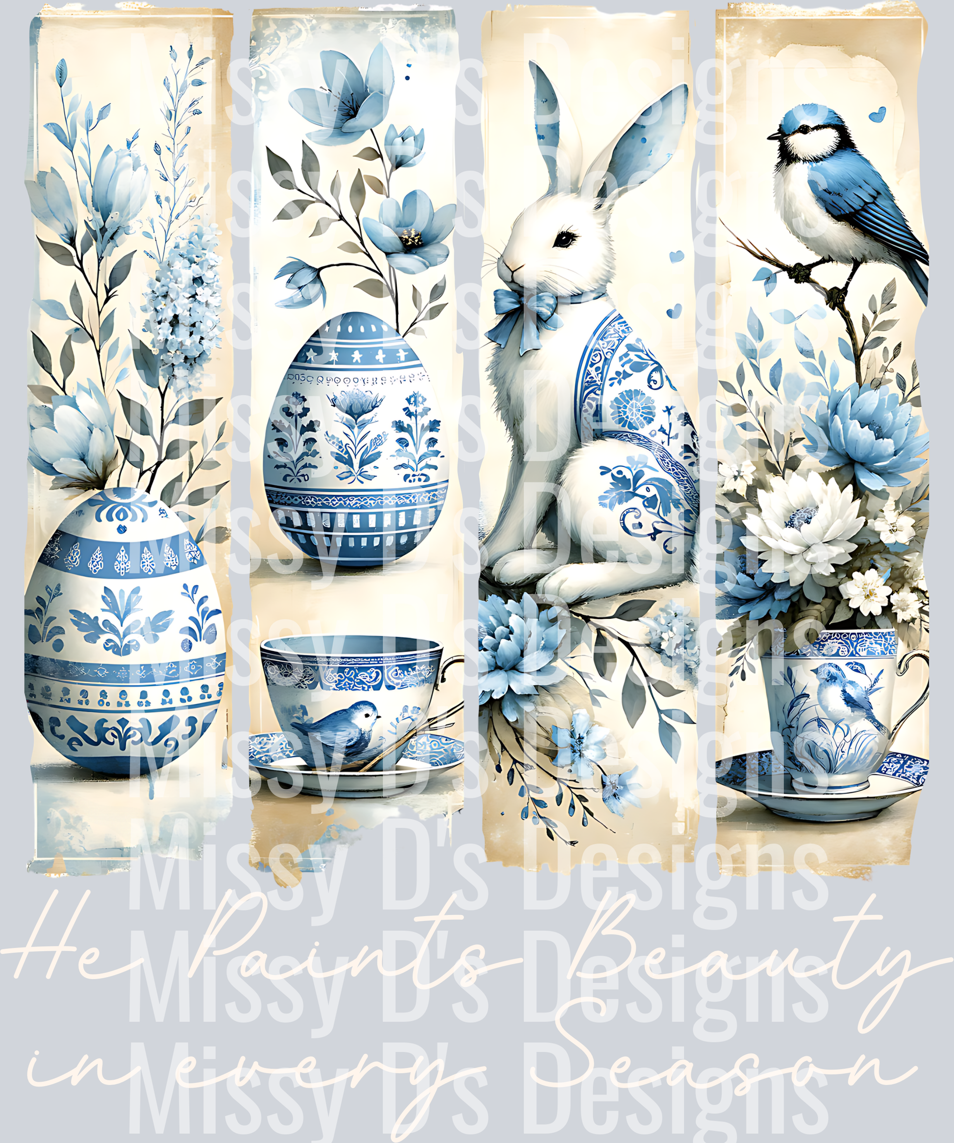 Chinoiserie bunny egg bird brush
