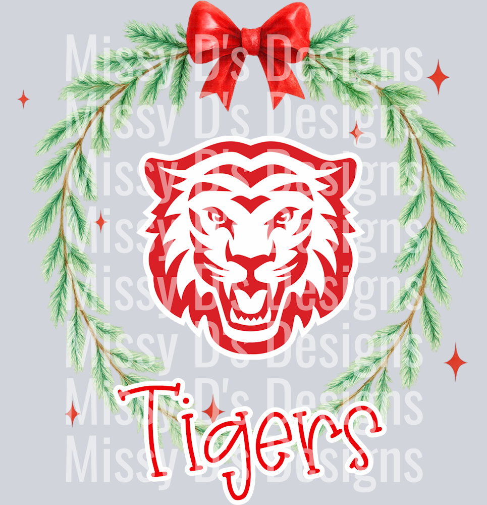 Christmas Wreath Mascot tigers