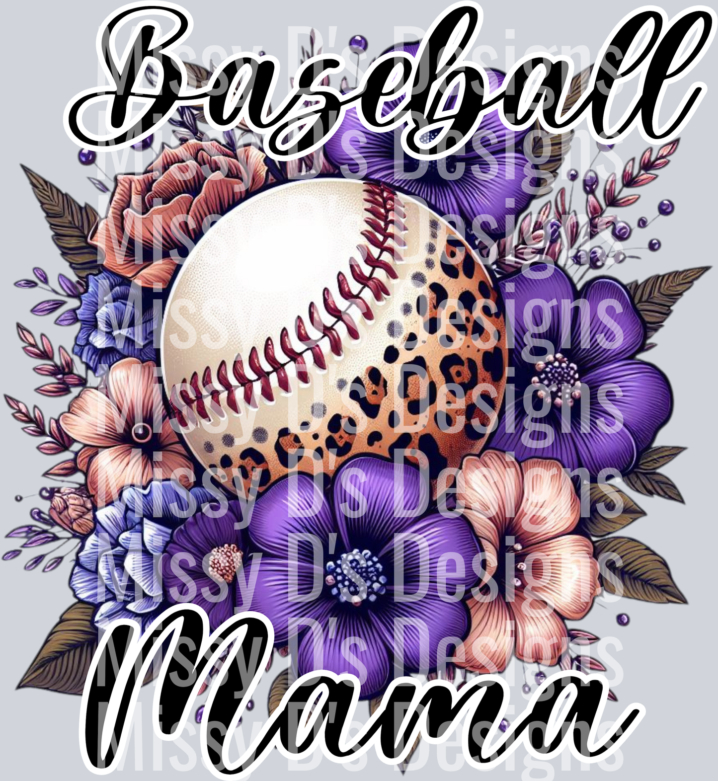 Purple Floral Baseball Mama
