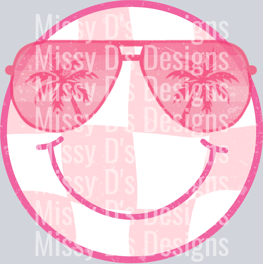 pink checkered smiley sunglasses
