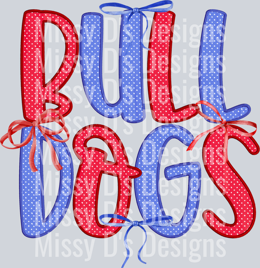 bulldogs blue red bow