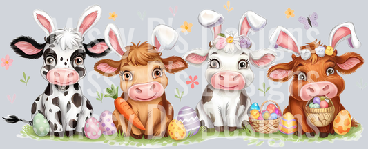 Easter Day Highland Cow PNG, Cute Cow