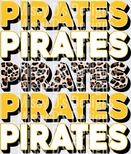 pirates stacked leopard yellow gold white