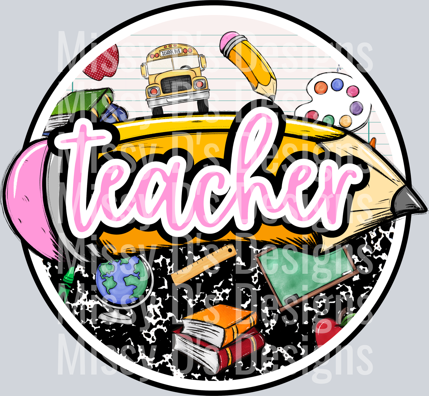 school pencil teacher pink