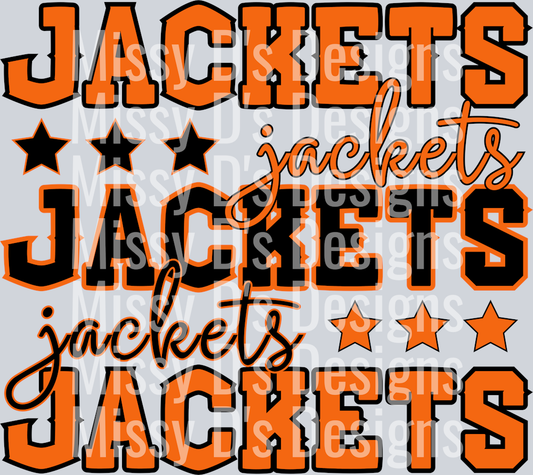 jackets stacked orange black